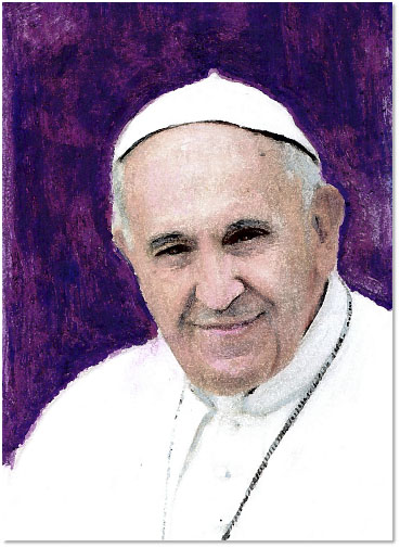 Geschilderd portret van paus Franciscus